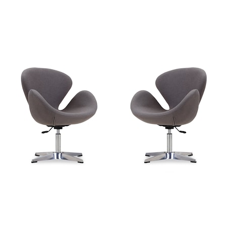 Manhattan Comfort Raspberry Adjustable Swivel Chair in Grey and Polished Chrome, PK2 2-AC038-GY